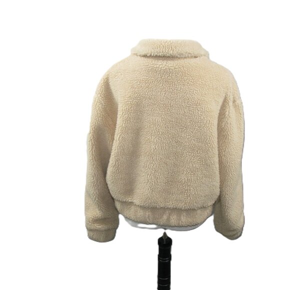 Thread & Supply Cream Sherpa Zip Front Teddy Jacket Size Medium - Picture 4 of 6